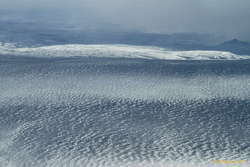 Ash patterns on the glacier