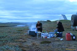Bjöggi preparing dinner at Arnardalur