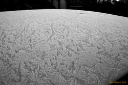 Interesting ice patterns on the roof of the car
