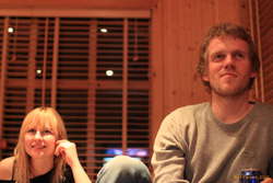 Attentively watching the game