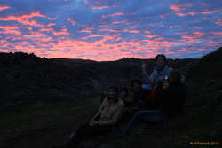 Karl, Hogga, Anna, Sigga Dís and Palli, Sunrise at Berserkerhraun
