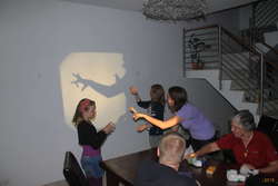 Birta, Silja and Helen playing with the slide projector