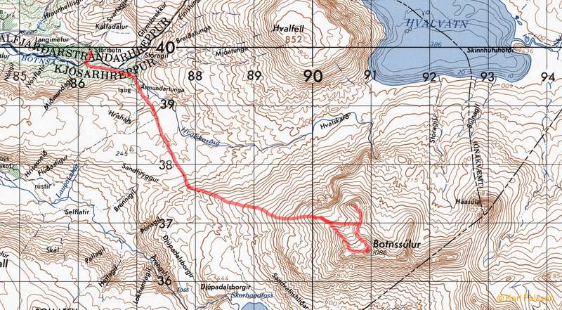 1:50k map with route marked