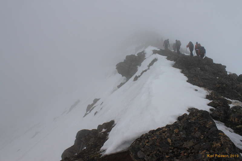 The ridge up to the top