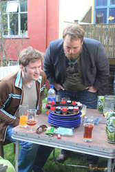 Eggert and Jón Torfi consulting the wheel of fortune