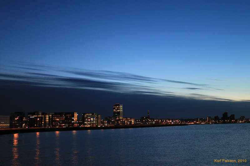 Dusk falling over Reykjavik
