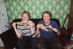 Bjöggi and I enjoying leftovers