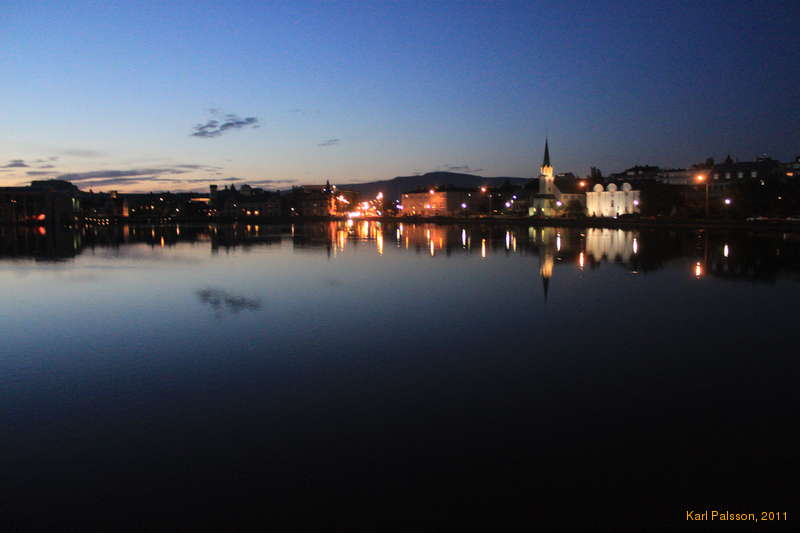 The pond walking home at midnight