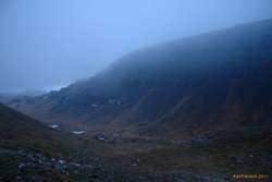 Dusting snow as darkness fell