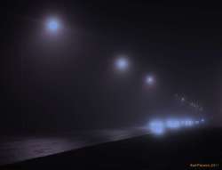 Foggy night on Sæbraut