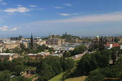 From Edinburgh Castle over Princes St Gardens to Calton Hill