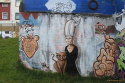 Concerned giant head woman