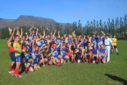 Two teams happy together