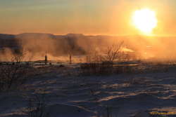 Steam around Geysir area
