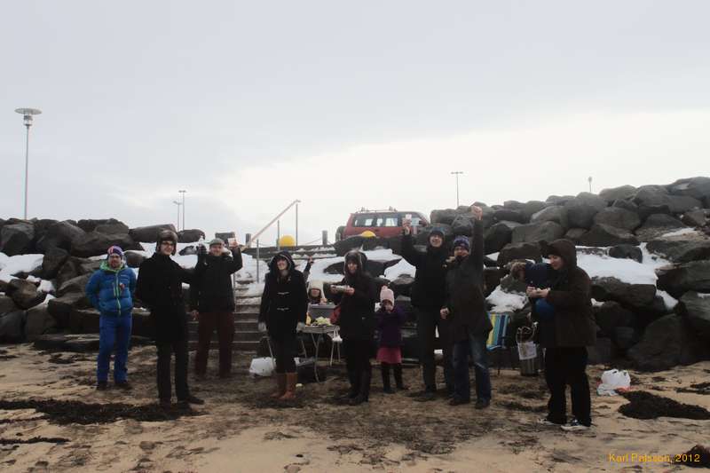 Party people on the beach