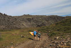 Through the lava, off for a swim!