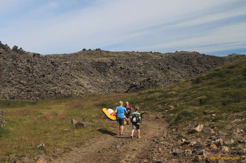 Through the lava, off for a swim!
