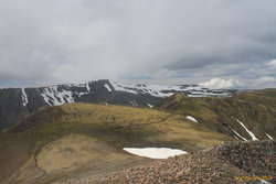 The track across Laufaskarð to Hátindur and beyond