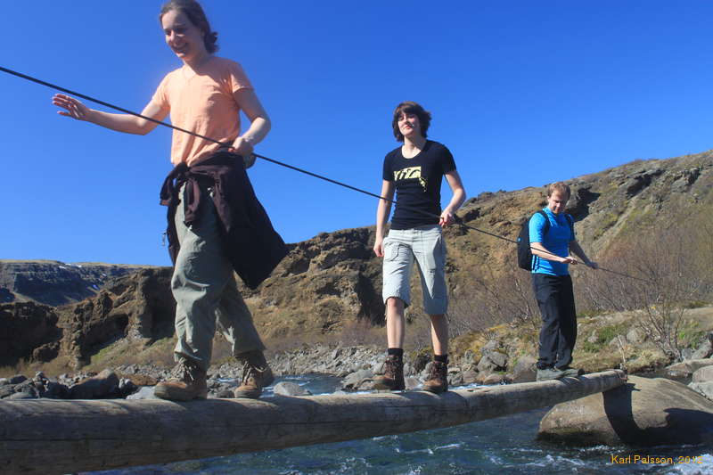 Christina, Abi and Gretar on the way to Glymur