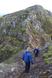 Logi and Bjöggi going down and across the chains