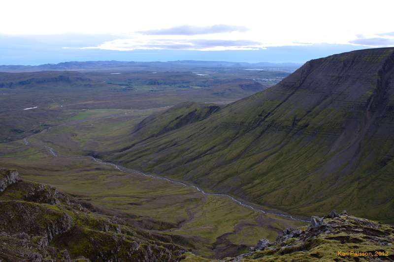 Looking down into Þverádalur and Reykajvik from Laufaskörð