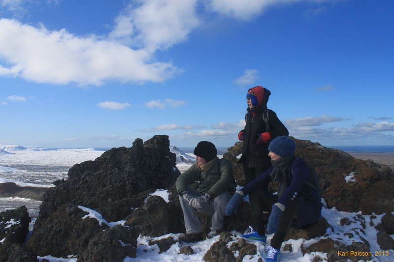 Happy victorious people on Trölladyngja