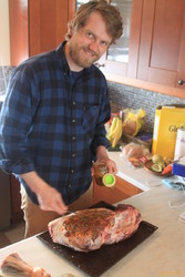 Bjöggi with the most enormous leg of lamb