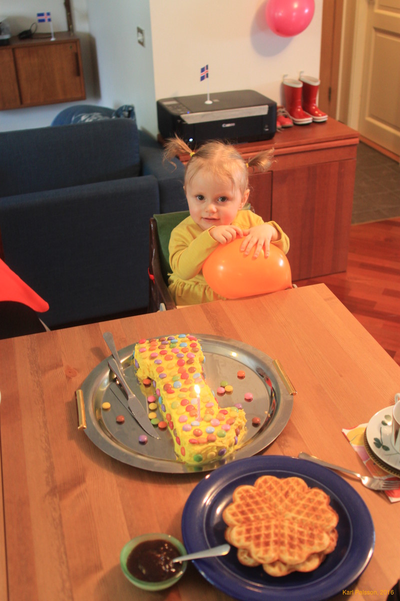 Stella ready to blow out her candle