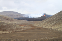 Looking north to original crater